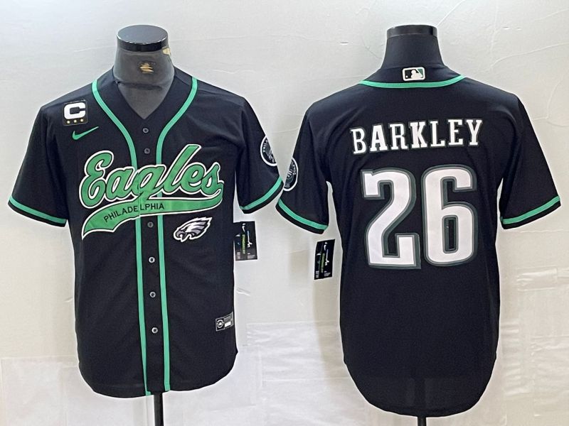 Men Philadelphia Eagles 26 Barkley Black 2024 Nike Co branded NFL Jersey style 4